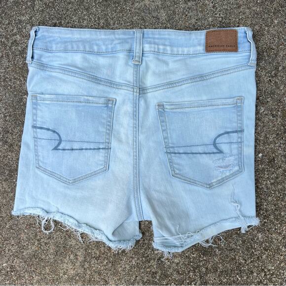 American Eagle Hi Rise Shortie Jean Shorts frayed distressed - Picture 2 of 5